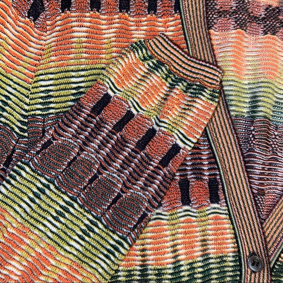Missoni Orange Lime Green Zig Zag Cardigan Sweater - Picture 11 of 16